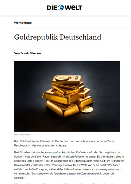 Niemcy jako złota republika - Żaden naród nie kupuje tyle złota co Niemcy. I to nie tylko w niepewnych czasach. Psychogram nieufnego inwestora