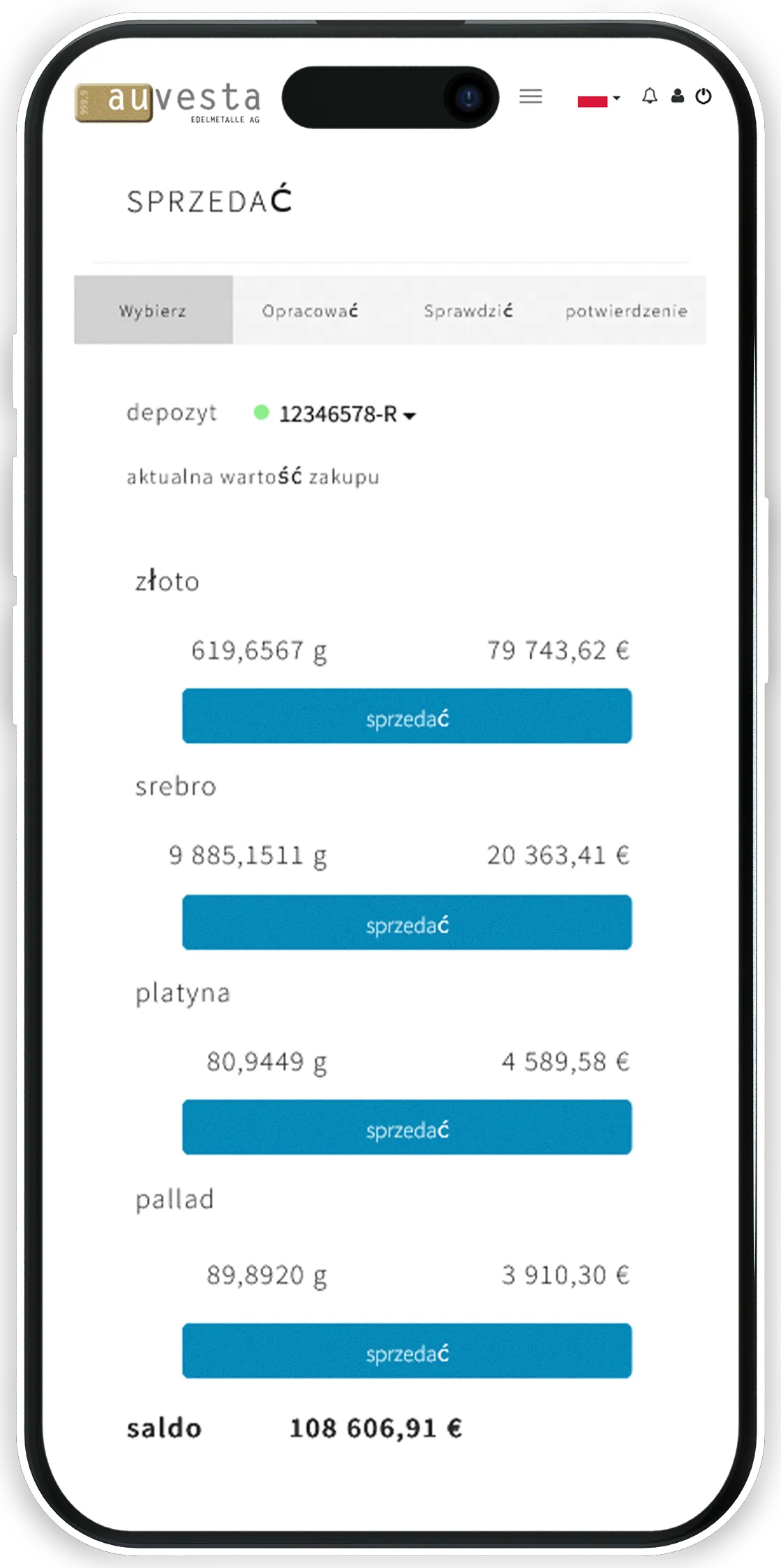 Sprzedaż - Sprzedaż złota co do centa online na całym świecie.
